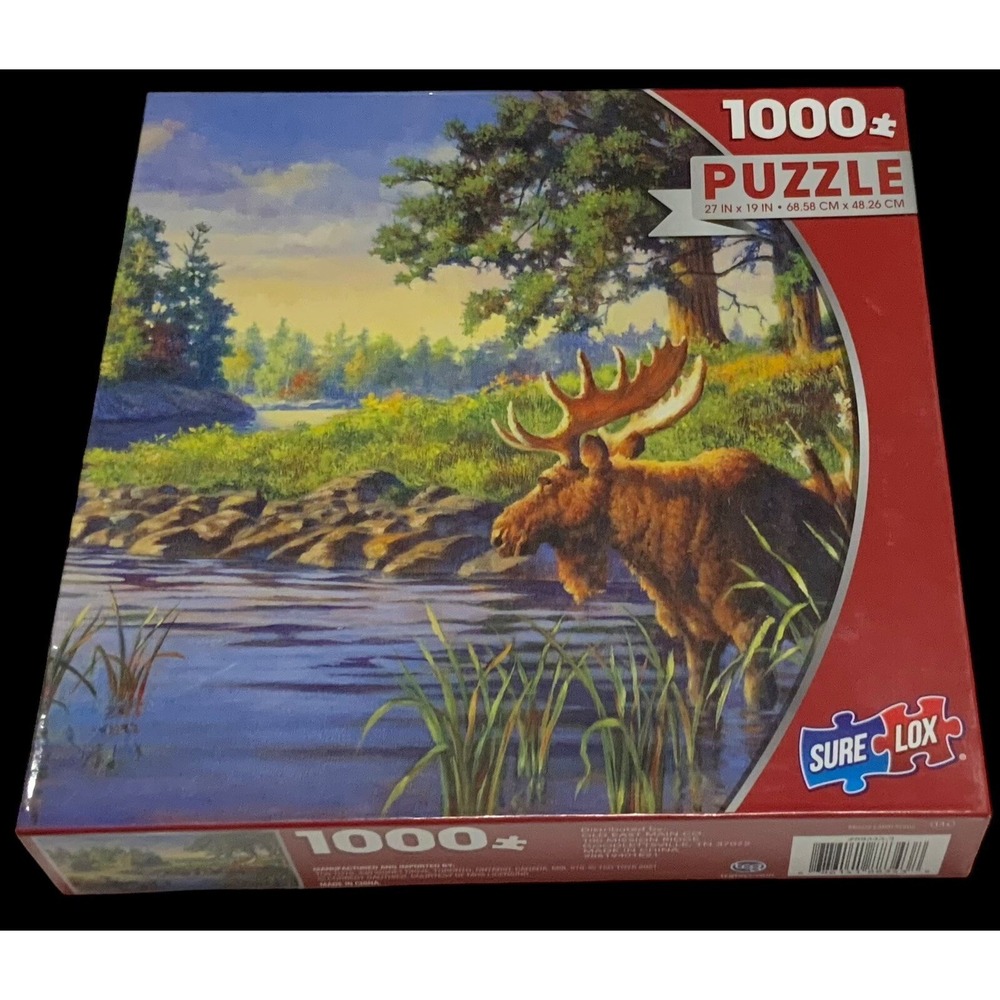 Sure-Lox 1000 Piece Jigsaw Puzzle "Moose Cabin Scene" Brand New
